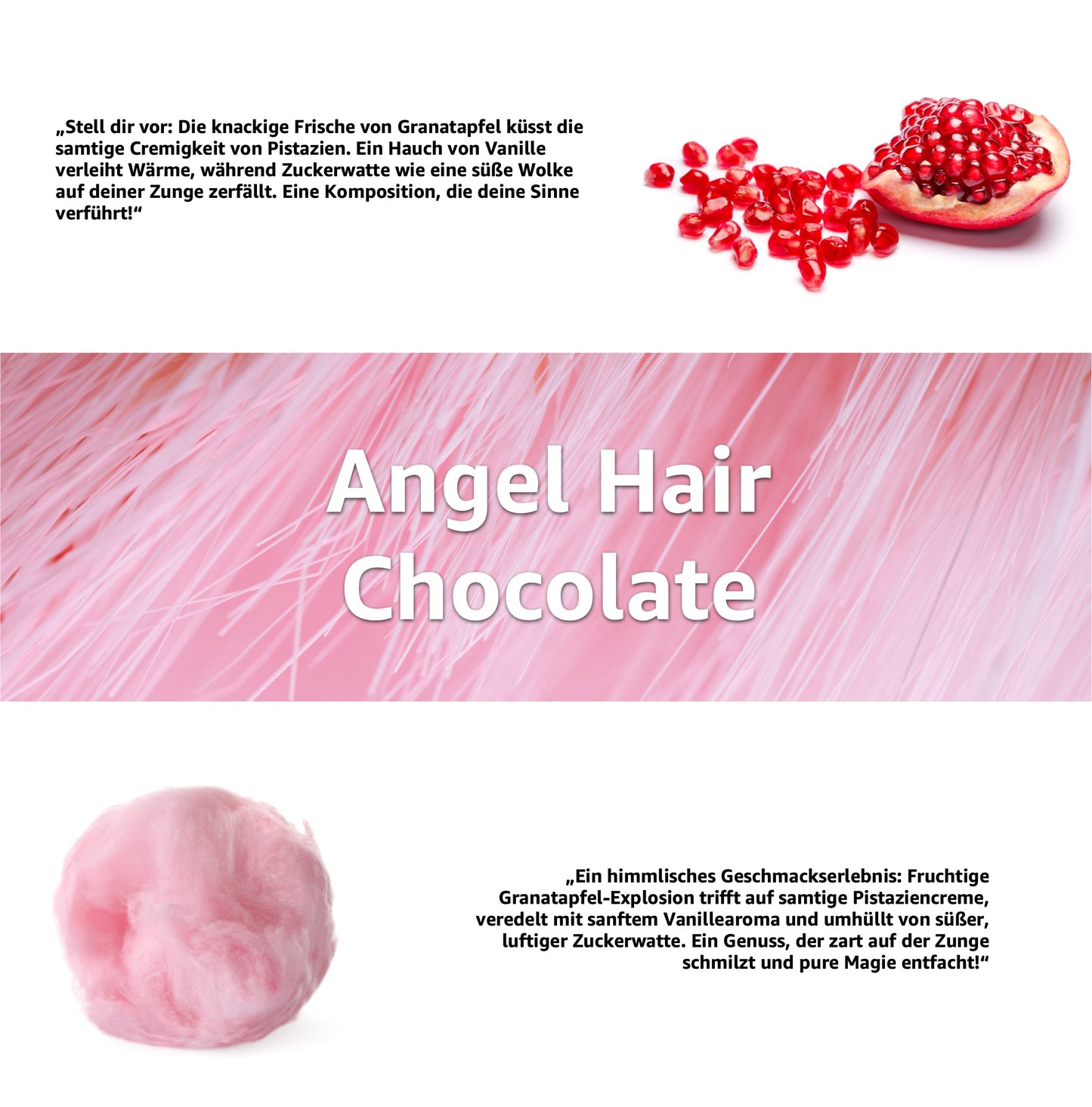 Angel Hair Dubai Schokolade - mit Vanillearoma, Granatapfel, Engelshaar Zuckerwatte